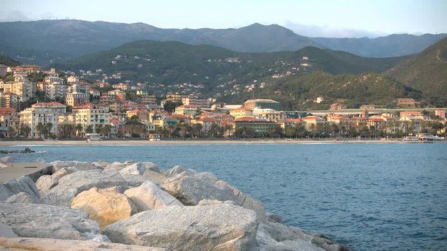 Panoramic view of the coast of Varazze, Italy.