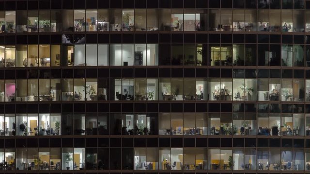 Windows in Skyscrapers International Business Center City at night timelapse, Moscow, Russia