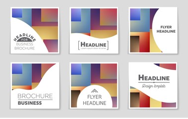 Naklejka premium Abstract vector layout background set. For art template design, list, front page, mockup brochure theme style, banner, idea, cover, booklet, print, flyer, book, blank, card, ad, sign, sheet,, a4