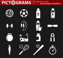 Sport equipment icons set