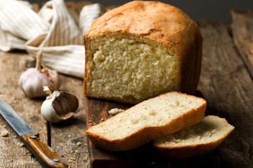 the loaf of garlic bread .style rustic