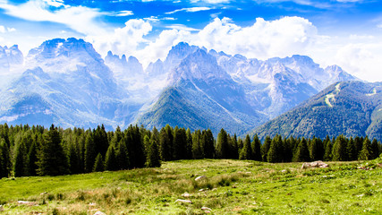 Brenta Dolomites mountain range - obrazy, fototapety, plakaty