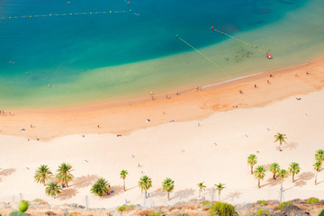 aerial birdeye view of Las Teresitas beach, Tenerife island © neirfy