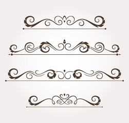 Fototapeta premium Set of four floral design elements and page decoration. Vector illustration