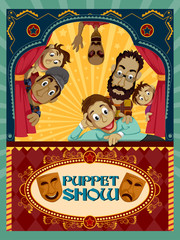 Obraz na płótnie Canvas Vintage retro Puppet Show banner poster design