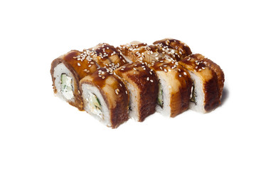 sushi on a white background