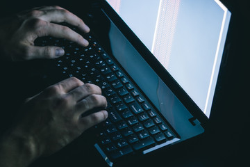 Russian hacker hacking the server in the dark