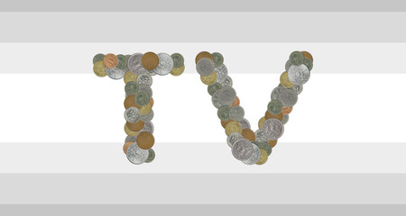 TV  – Coins on striped background