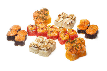 sushi on a white background