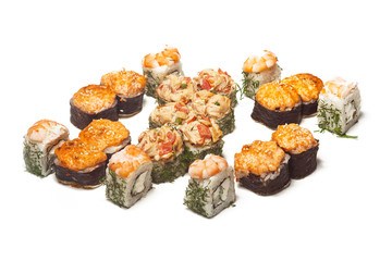 sushi on a white background