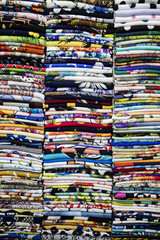 Colorful textiles on the market