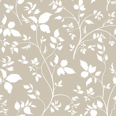 Floral seamless pattern. Branch with leaves ornamental background