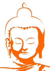 the vector orange color buddha head