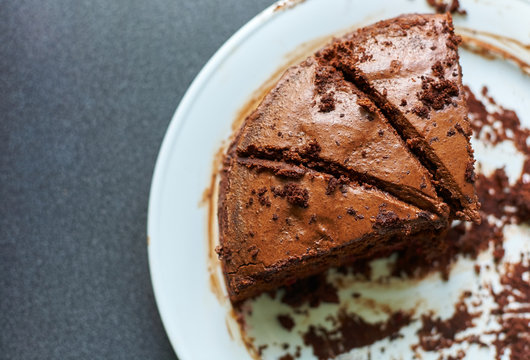 Homemade Truffle-cranberry Cake Cut Into Pieces