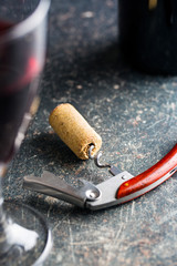 Cork and corkscrew.