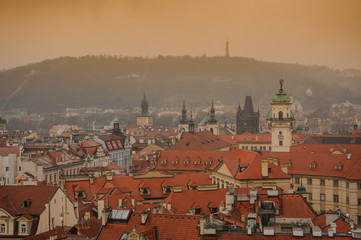 Naklejka na ściany i meble Czech Republic Prague on sunset