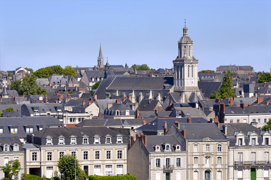 Aerial view of the La Trinit&eacute; Church in the city of Angers in the Maine-et-Loire department, Pays de la Loire region, in western France 