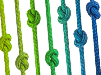 group of ropes with knots in a row