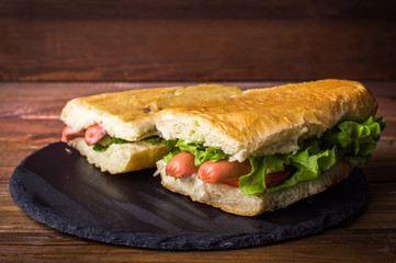 Panini on a wooden background