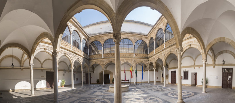 Courtyard of Palacio de las Cadenas the city hall, Ubeda. Jaen province, Andalucia, Spain