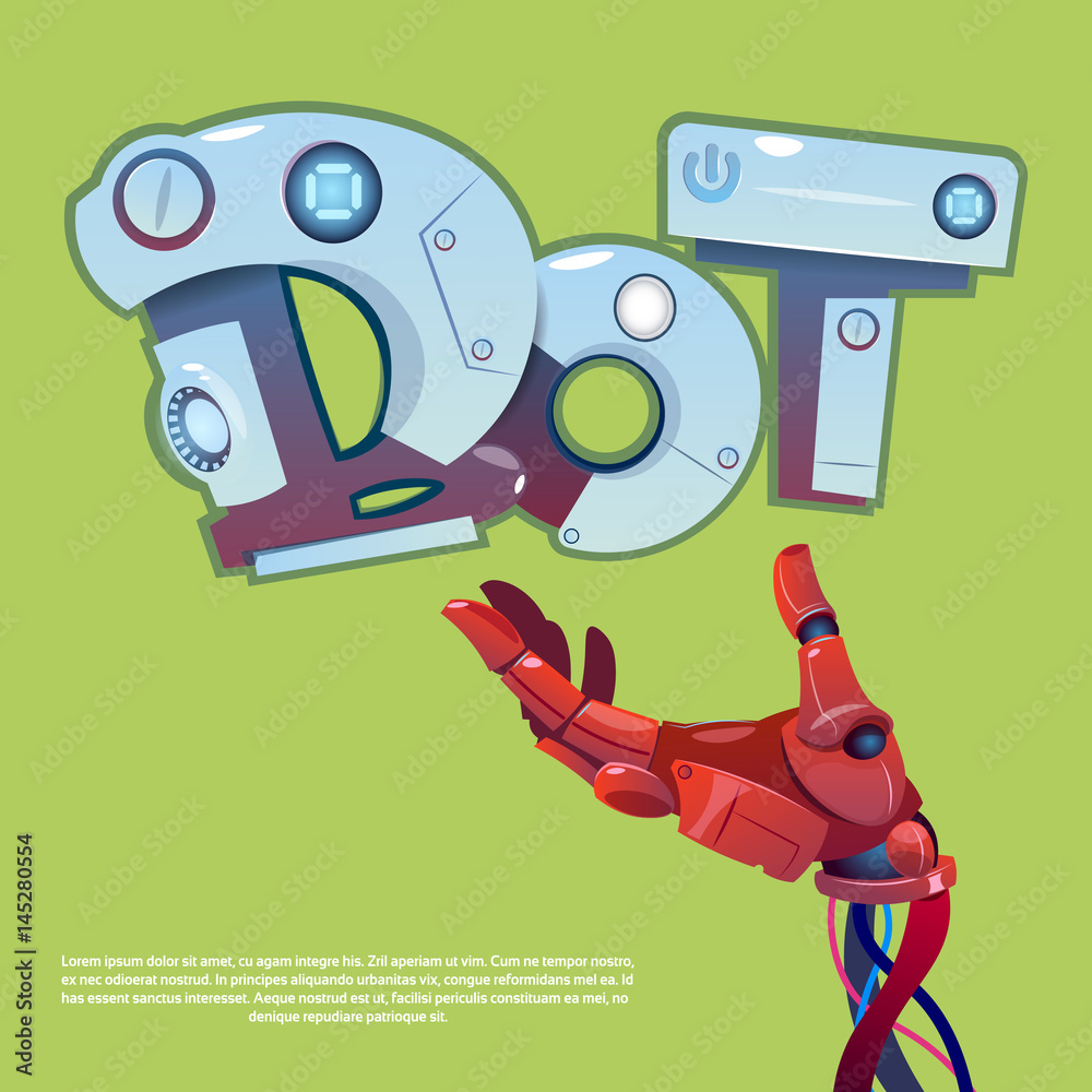 Poster chat bot robot virtual assistance of website or mobile applications, artificial intelligence concept
