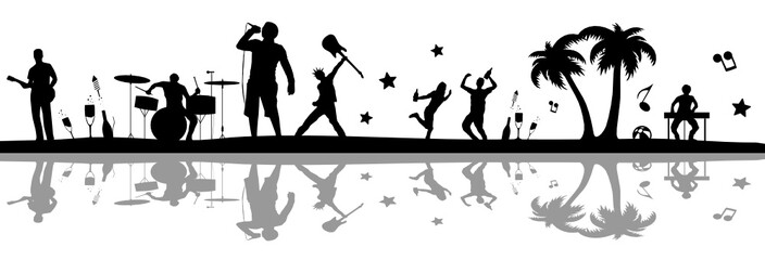 Silhouette Konzert unter Palmen