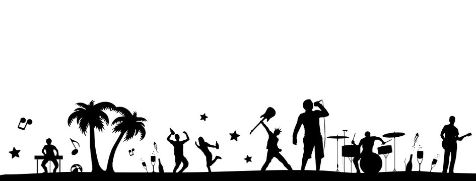 Silhouette Konzert unter Palmen