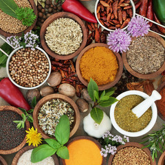 Spice and Herb Seasoning. With fresh and dried herbs and spices. 