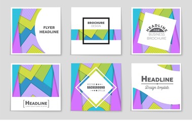 Fototapeta premium Abstract vector layout background set. For art template design, list, front page, mockup brochure theme style, banner, idea, cover, booklet, print, flyer, book, blank, card, ad, sign, sheet,, a4