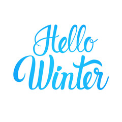 Fototapeta na wymiar Hello Winter Season Text Banner White Background Background Flat Vector Illustration