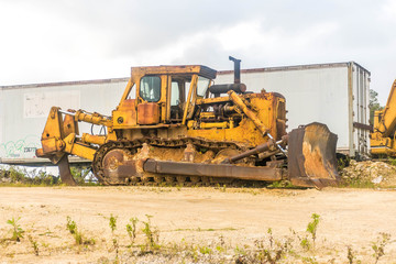 Abandoned Construction bulldozer Tractor