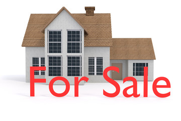 3D rendering of a house with for sale sign
