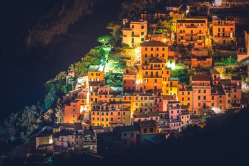 Obraz premium Riomaggiore Night Cityscape