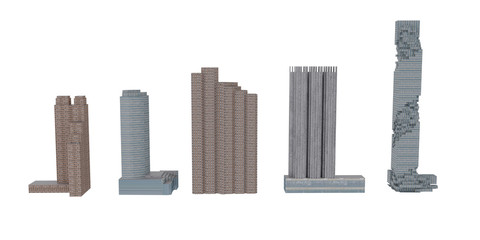 3D rendering of buildings on a white background