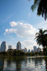 Cityscape at Lumpini park, Bangkok, Thailand