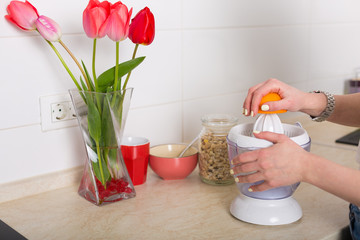 Woman making breakfast