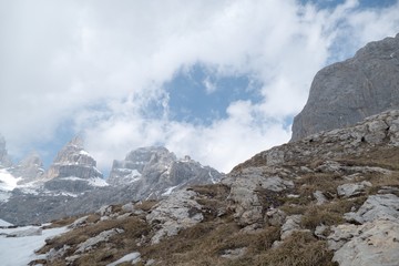 winter and early spring in snow covered dolomites