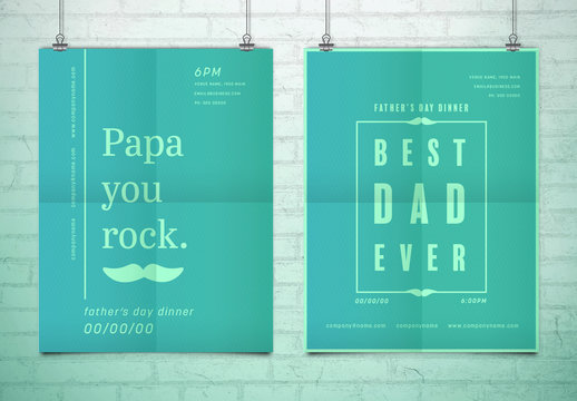 Two Teal Gradient Father's Day Event Posters
