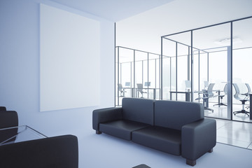 Contemporary office with blank whiteboard