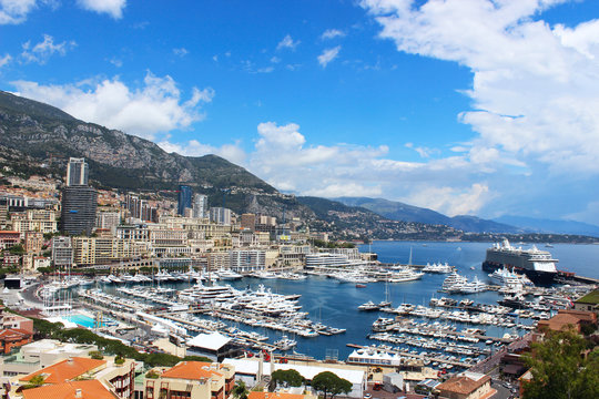Beautiful view of the Monaco Bay with luxury boats - Monte Carlo