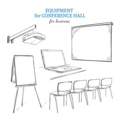 Hand Drawn Business Presentation Equipment Set - 145287935