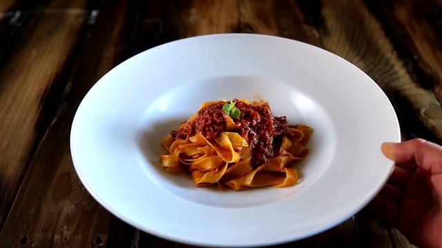 Tagliatelle Bolognese rag&ugrave; - italian traditional pasta