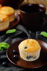 Blueberry muffins with lemon glaze
