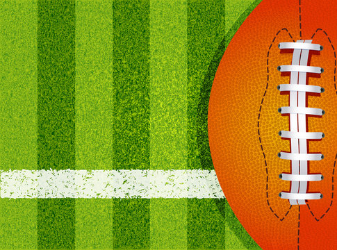 American football field and ball. Vector background