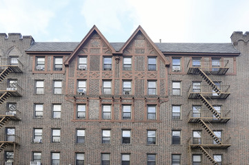 Brick house with escape in Brooklyn, New York