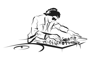 Vector line sketch DJ