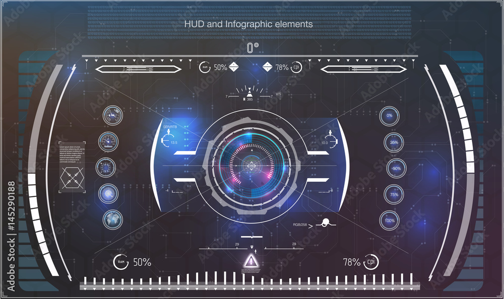 Poster display navigation elements for the web and app. futuristic user interface. virtual graphic. vector.