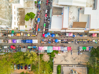 Aerial view of walking street market
