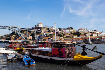 Fototapeta na wymiar Porto, Portugal. Boats on the Douro River