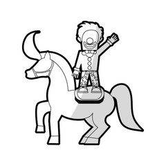 clown with no eyes standing on horse cartoon icon image vector illustration design 